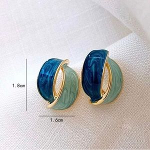 Blue/green geometric stud/ drop earrings